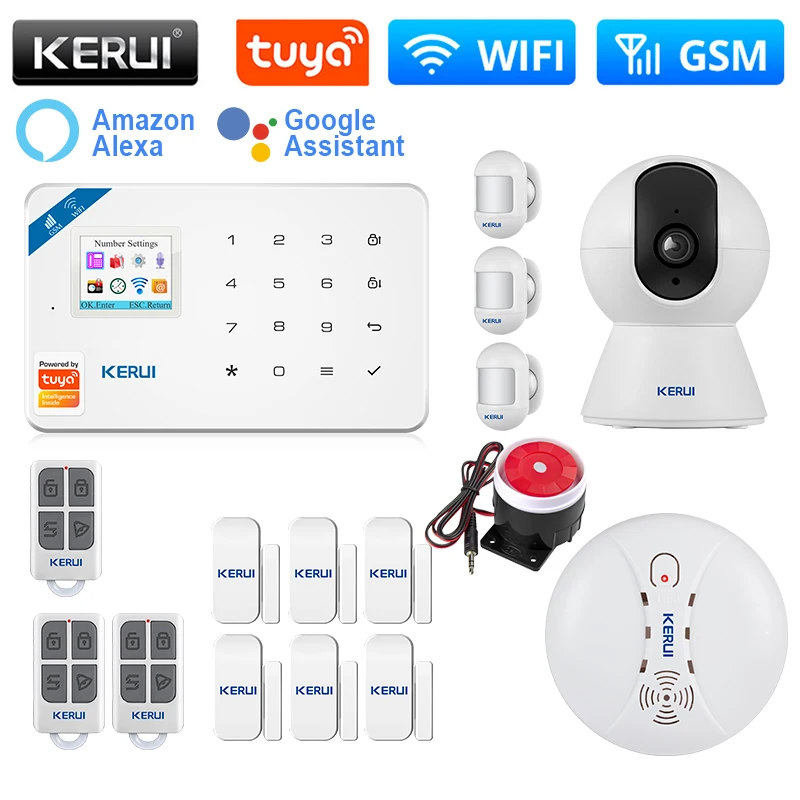 

KERUI W181 сигнализация с поддержкой Alexa WIFI GSM сигнализация датчик движения сирена