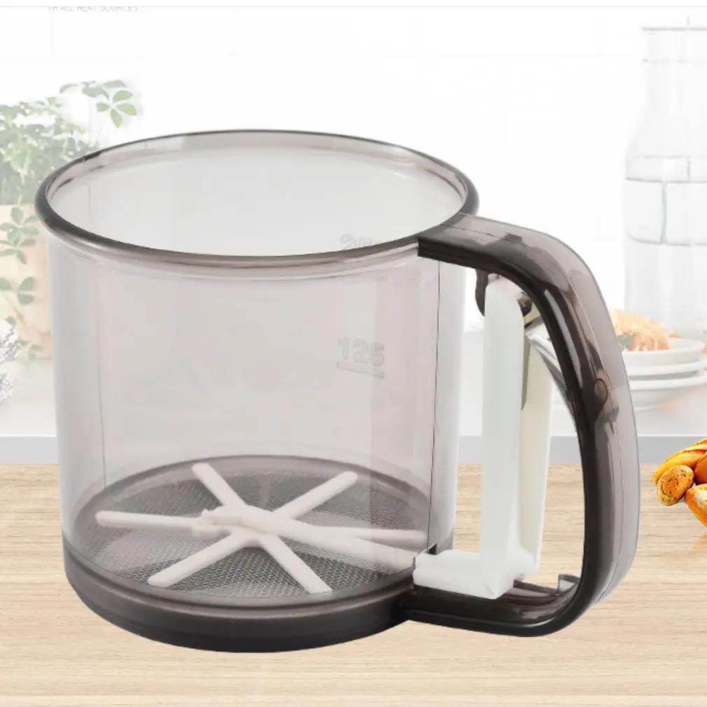 

Cake Kitchen Supplies Plastic Hand-Held Powder Colander Sifting Flour Sieve Cup Sugar Filter Mesh