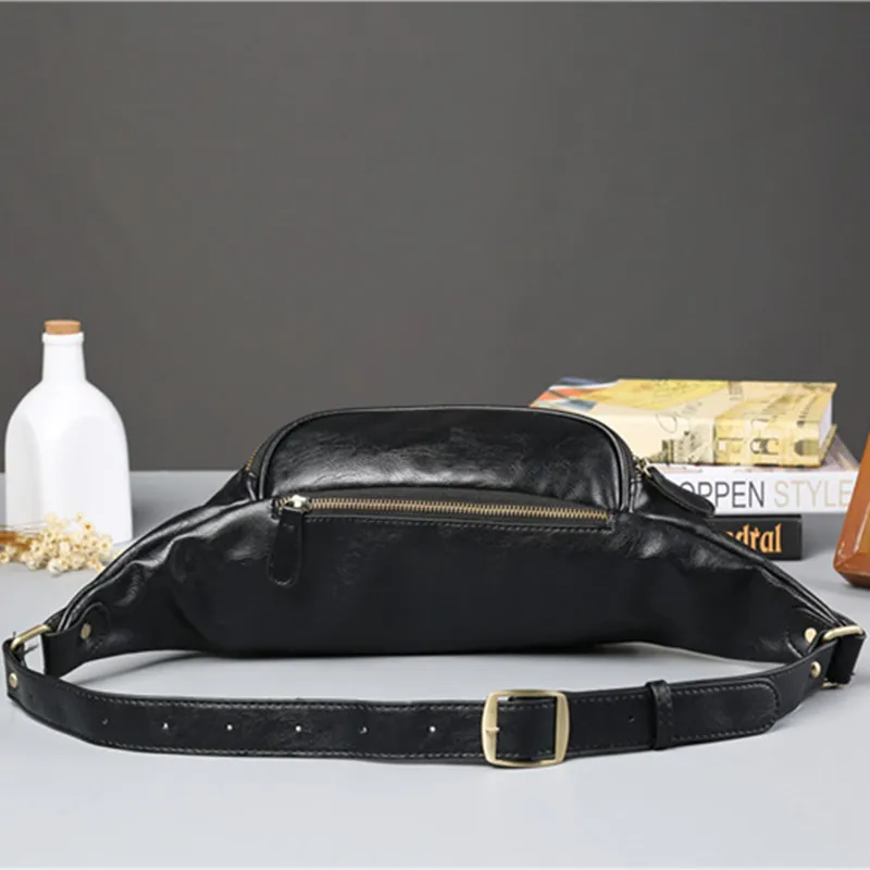 New Fashion Waist Pack Male Small Chest Bag Sports Men's Waist Bag PU Leather Fanny Pack Casual Shoulder Crossbody Bag