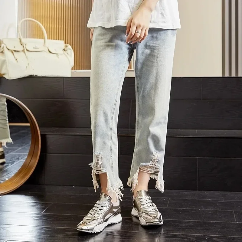 Женские кроссовки с острым носком повседневная обувь на платформе немецкие