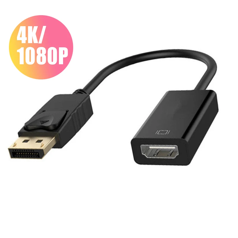 

Переходник DP в HDMI-совместимый с 4K кабель UHD, Переходник штекер-гнездо для ноутбука HP/DELL, ПК, порт дисплея в 1080P HDTV, видеокабель, конвертер