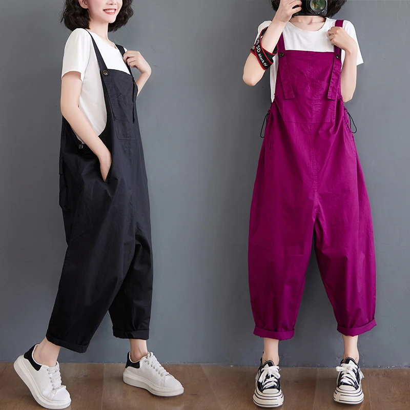 

2022 Summer New Black Retro Aging Harlan Suspenders Loose And Slim Casual Jumpsuit
