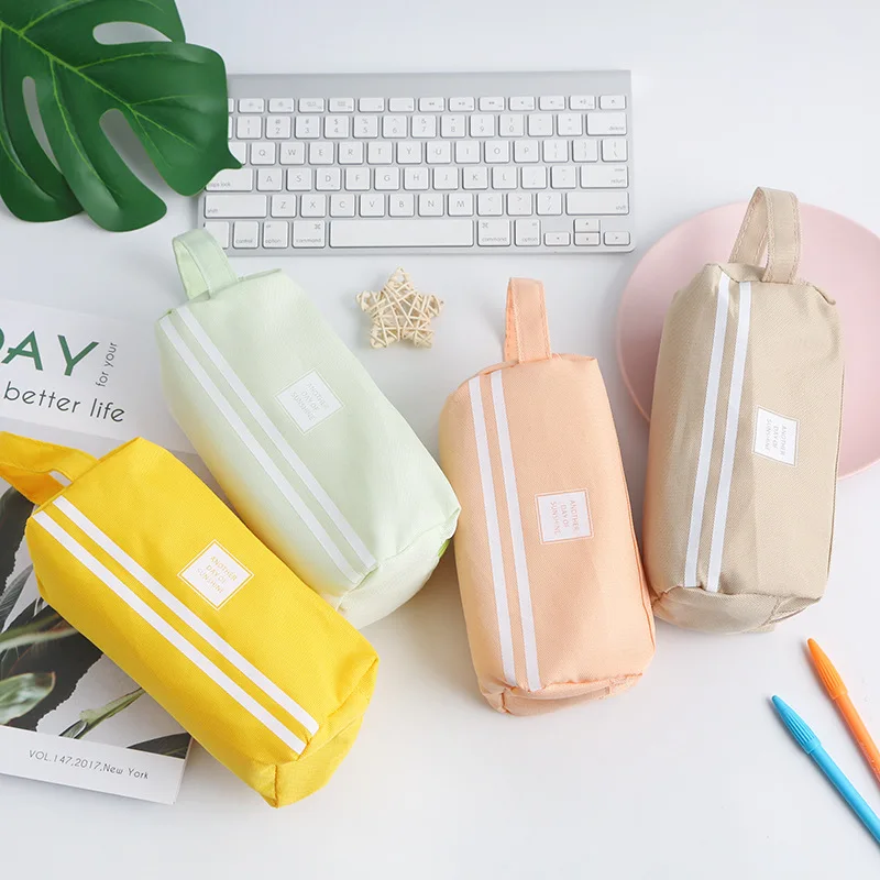 

Canvas Pencil and Pen Case Laptop School Supplies Storage Double Layer Pencil Bag Student Pen Cute Children's Stationery