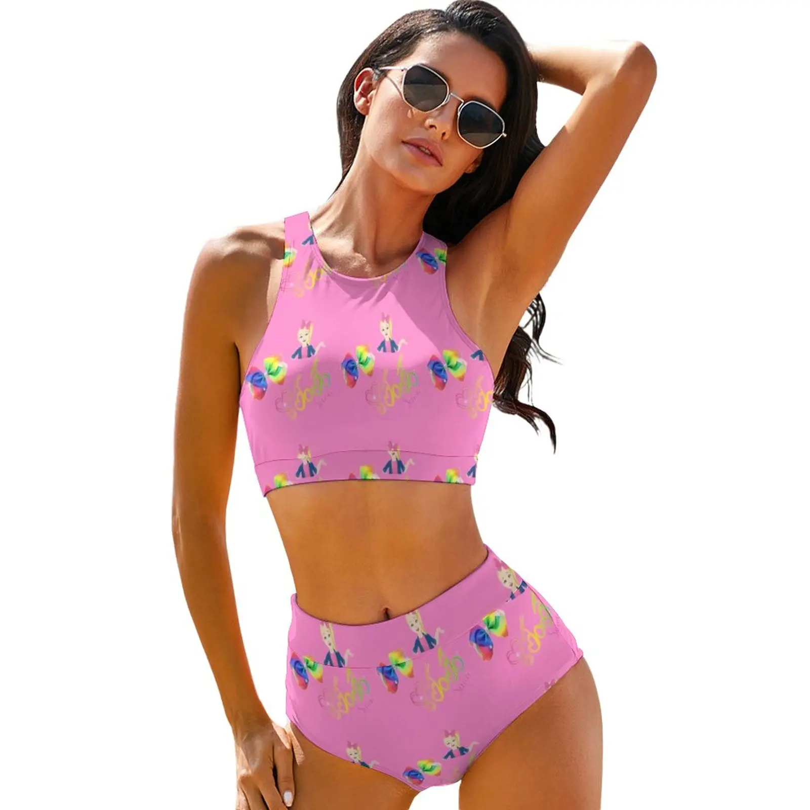 

Cute Jojo Siwa Print Bikini Swimsuit Dance Moms High Waist Swimwear Sexy Colorful Bikini Set Feminine Bikinis Graphic Beach Wear