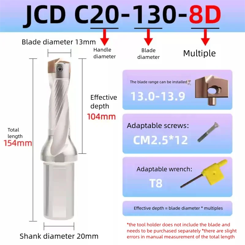 JCD Сверло для выпуска воды с внутренним охлаждением и глубоким отверстием 3D 5D 8D Сверло со сменным лезвием Жестокое сверло
