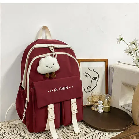 

Dropshipping school bag for girls female students large capacity high school backpack women's ins shoulder bag