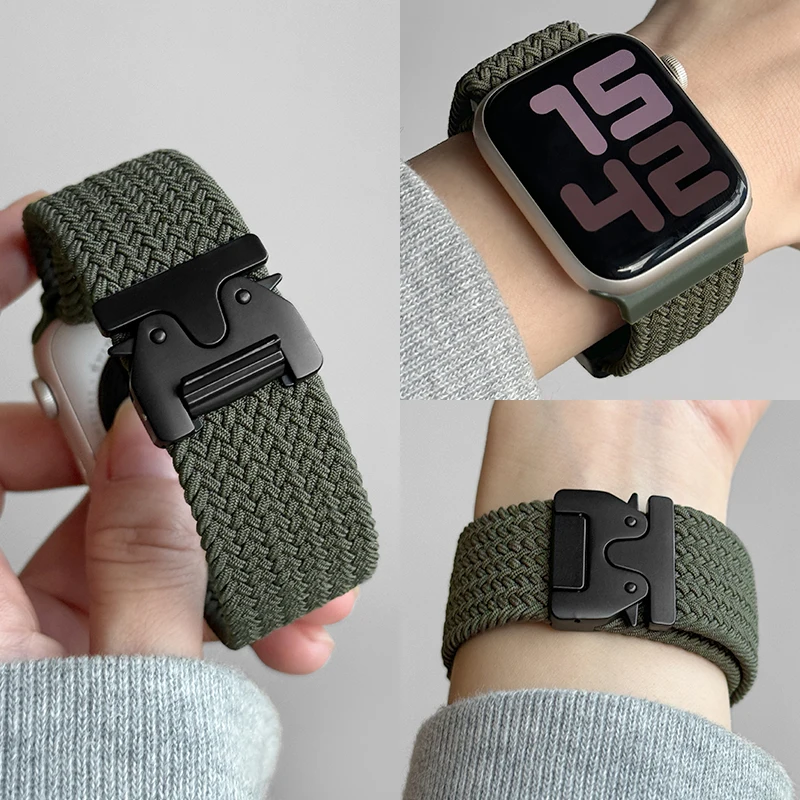 Фото Braided Solo Loop Strap For Apple watch Band 46mm 44mm 45mm 42mm 40mm 38 41mm Ultra2 49mm Correa iwatch Series 10 9 SE 8 7 6 5 4 №1