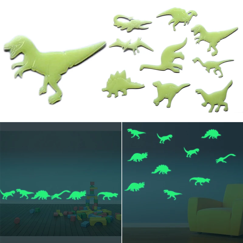 

Cute Dinosaur Luminous Wall Stickers Fluorescent Animal Wallpaper Glow In The Dark Wall Art Decals For Baby Kids Room Home Decor