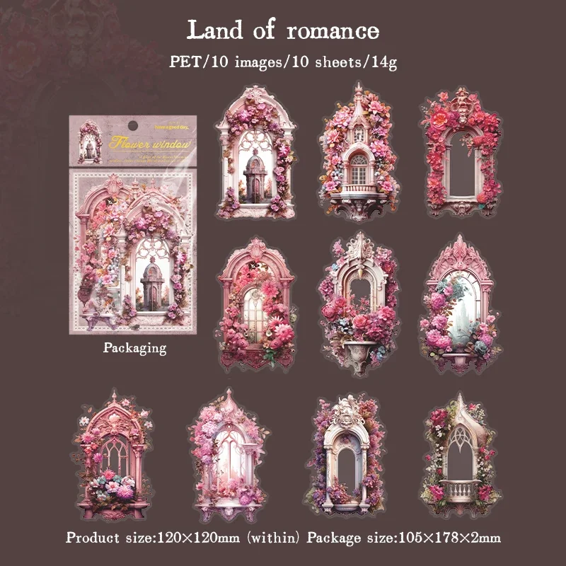 

10 листов наклейка для домашних животных, передняя сумка с цветочным окном, ретро-цветы, справочник, школьные принадлежности, материалы для скрапбукинга, вырезанная 178*105 мм