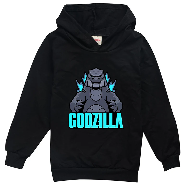 Детская тонкая толстовка с капюшоном Godzilla Kong пуловер для мальчиков мультяшным