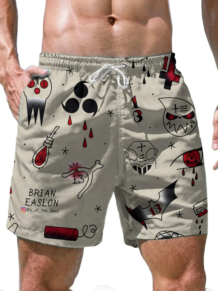 Шорты мужские пляжные в стиле ретро свободные удобные дышащие быстросохнущие