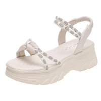 mid heels sandals women 2022 new elastic band summer shoes woman leisure round toe home platform shoe womens open toe sandal