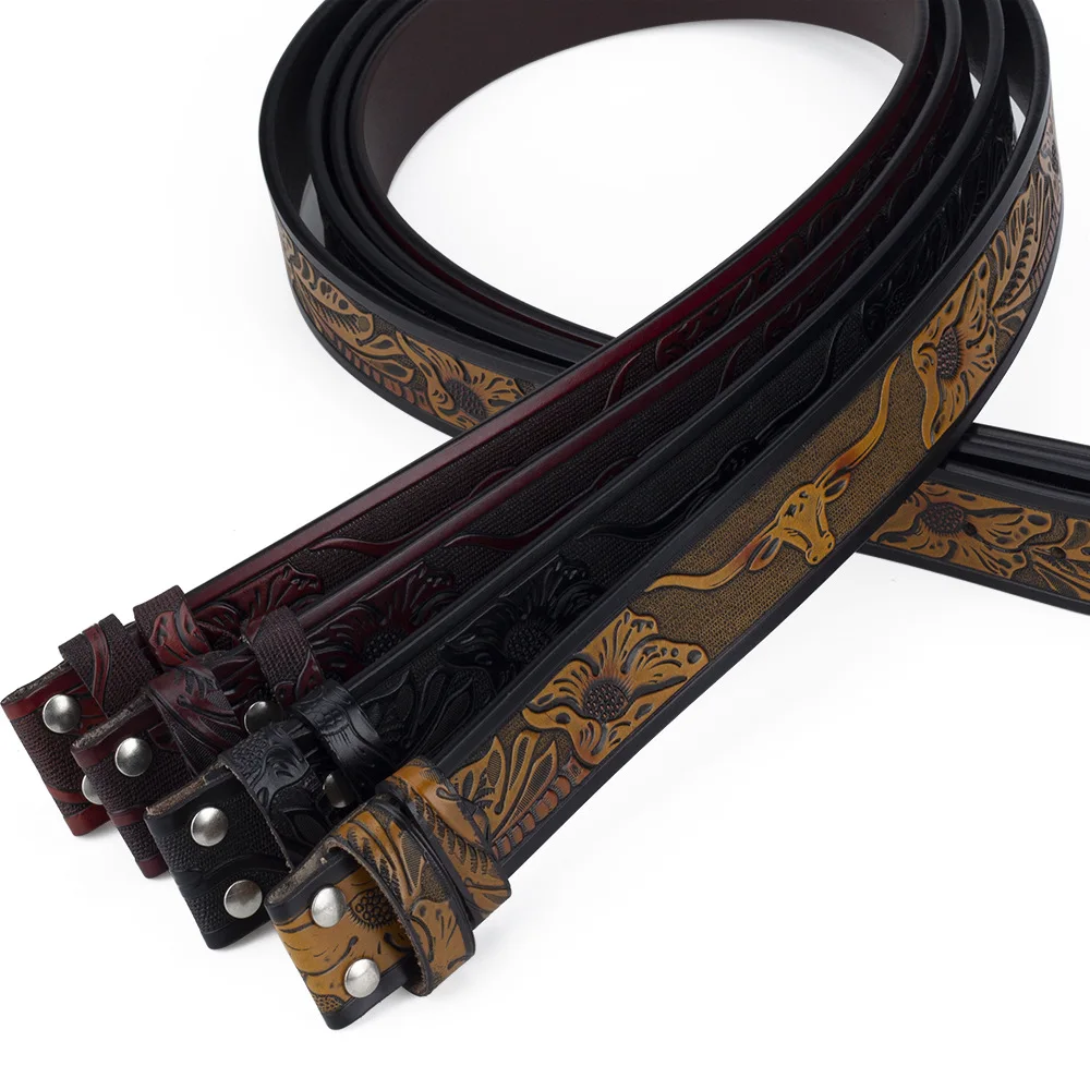 MYMC Men's Genuine Cowskin Leather Belt without Buckle DIY Belt Accessories Universal Belts Outdoor Handmade Homemade Waist Band