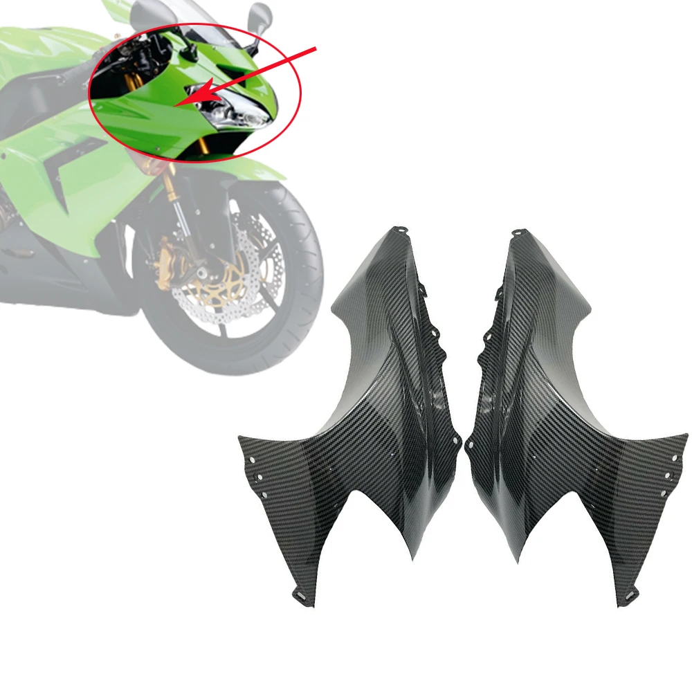 

Motorcycle ABS Carbon Fiber Finish Front Nose Headlight Side Cover Fairing Cowl For Kawasaki Ninja ZX-10R ZX 10R ZX10R 2004 2005