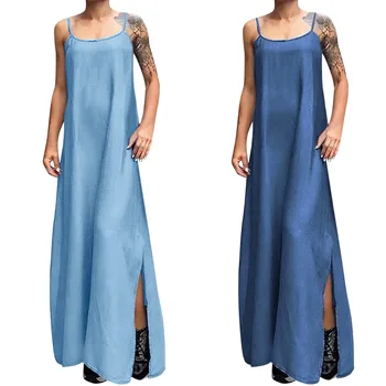 Classic Adjustable Summer Dresses For Women Plus Size Sling Sexy Denim Dress Long Dresses платье осень зима 2022 robe femme 1