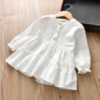 2022 white shirt short casual dress spring autumn long sleeves kid clothes girl clothes children dress