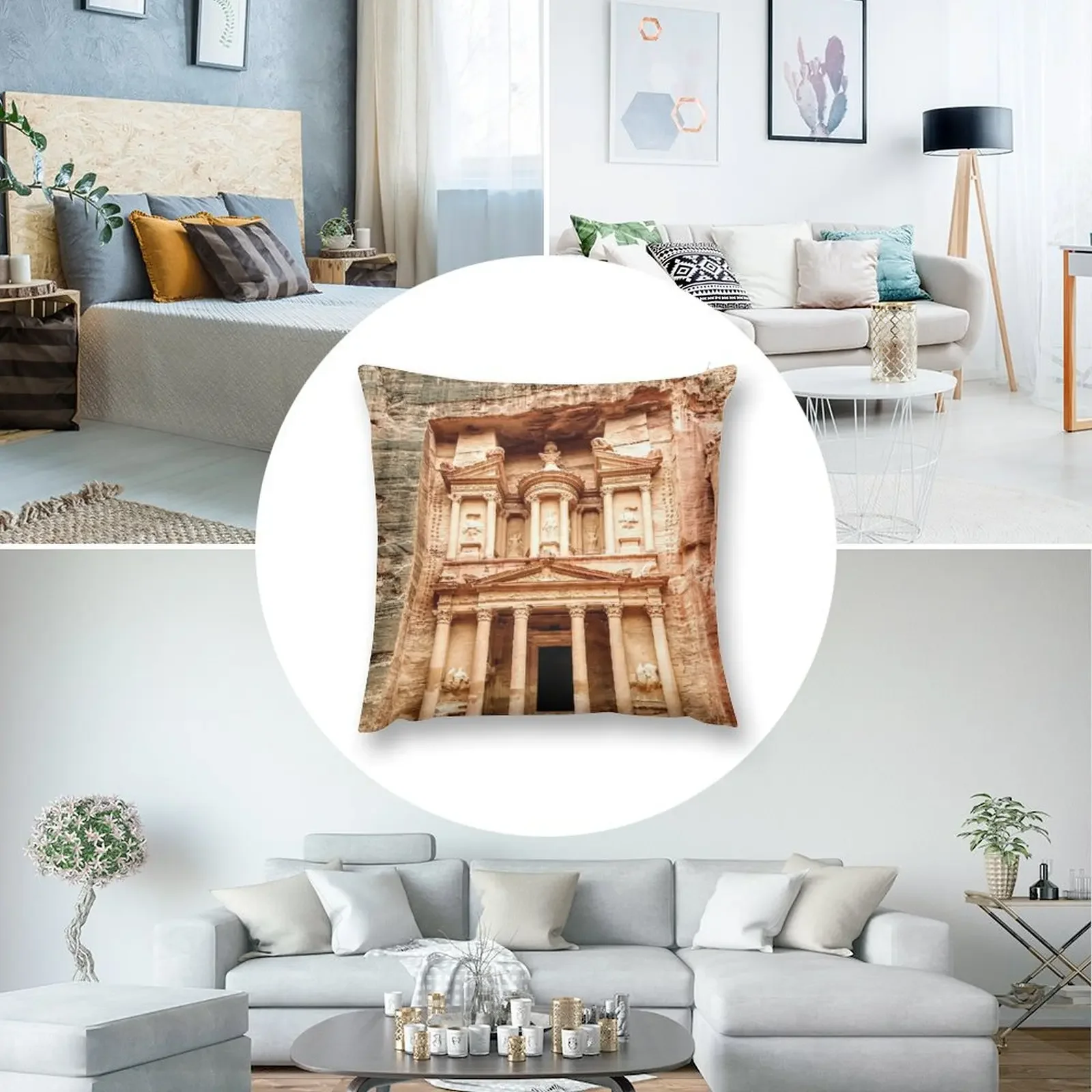 Чехол для подушки Al Khazneh (The Treasury) at Petra рождественская подушка дома кровати