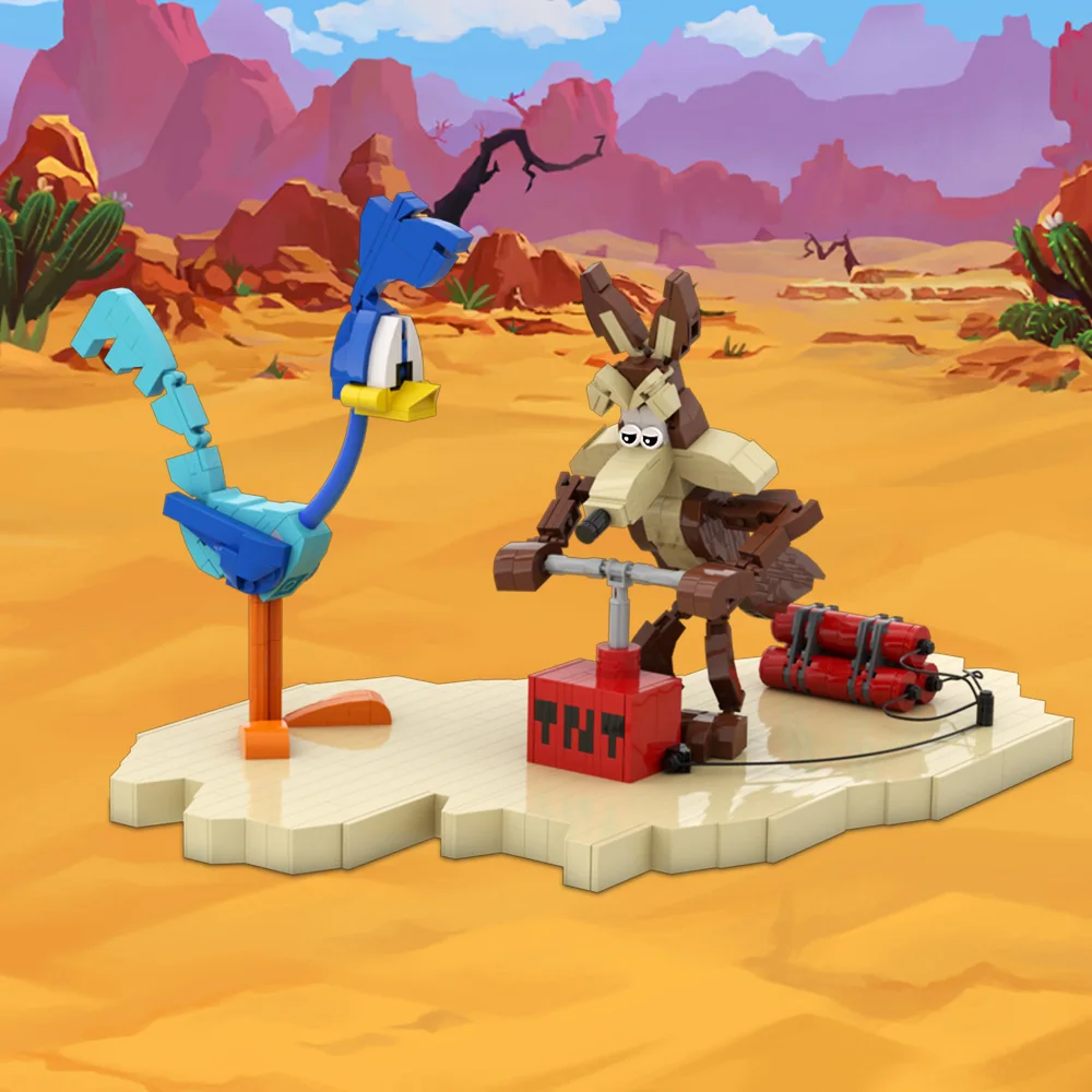 Фото MOC-214247 Roadrunner and Wile E Coyote, строительные блоки, игрушка, детский подарок на день рождения №2