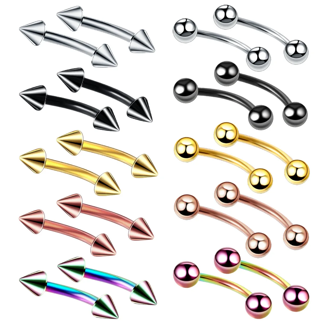 

2PC Titanium Eyebrow Banana Piercing Ring Curved Barbell Lip Ring Snug Daith Helix Rook Earring Cartilage Tragus Jewelry 16G