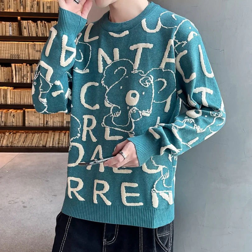 

Zongke Cartoon Mens Sweater Vintage Coat Fall Sweaters For Men Clothing Pullover Men Winter Clothes 2XL 2022 Autumn New Arrivals