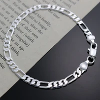 charm 925 stamped silver color bracelets for women simple fine 4mm chain fashion wedding party christmas gifts jewelry