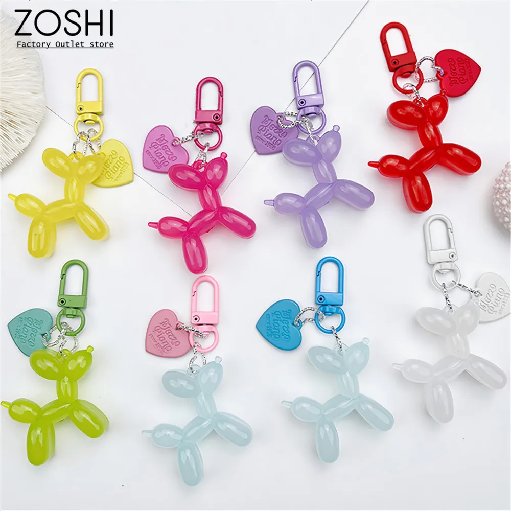 

Jelly color Balloon Dog Keychains Fashion Kawaii Cute Jewelry Women Bag Pendant Jewelry Trinket Girl's Car Key Ring Key Chain