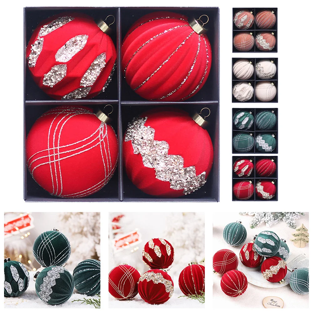 10 см 4 шт. подвески для рождественской елки из ПЭТ алмазные флокированные