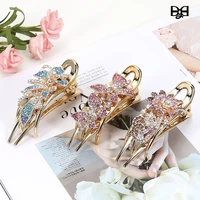 elegant butterfly rhinestone hairpin three tooth clip hair clip headwear word duck mouth clips adult hairpin