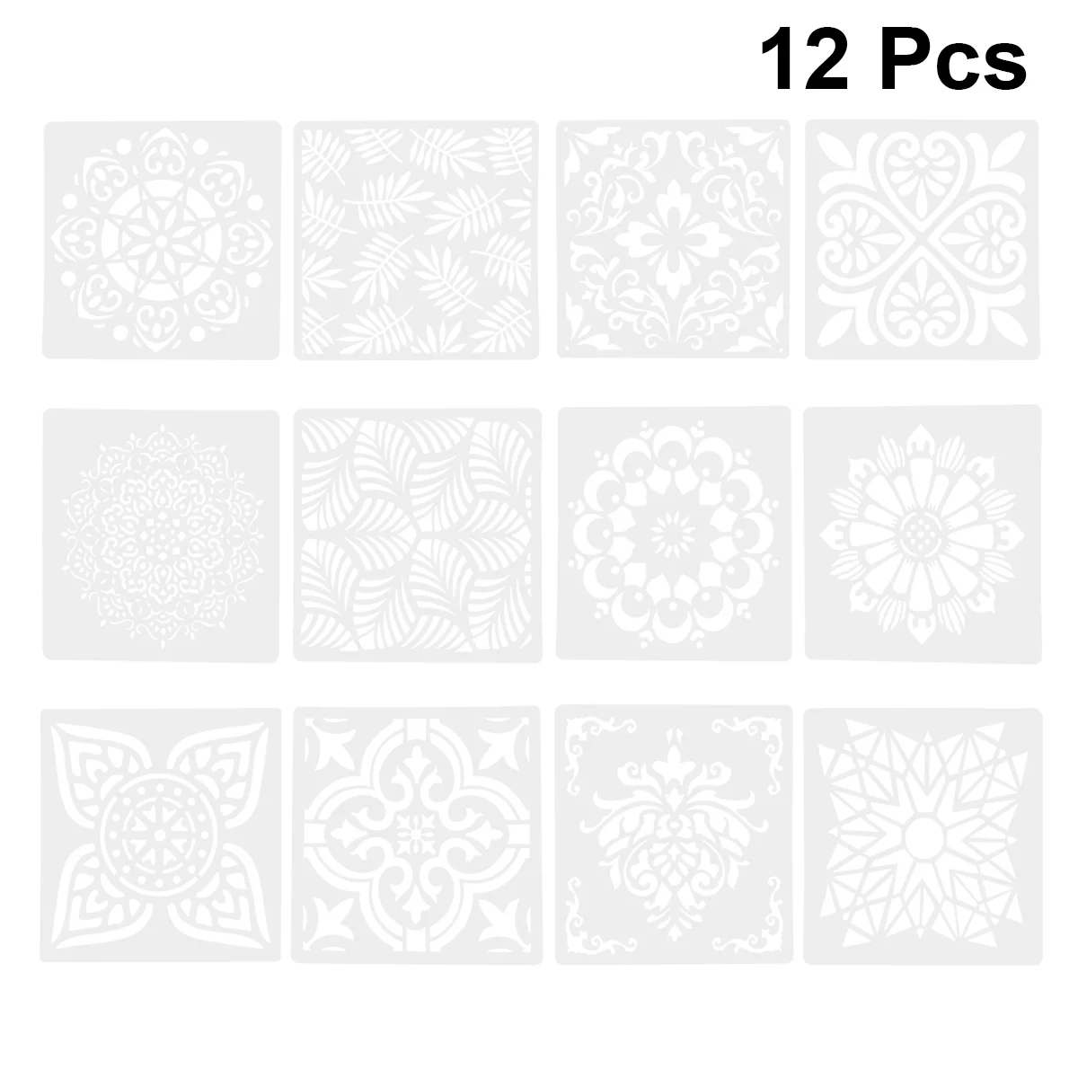 

12 Pcs Painting Stencils Educational Hollow-out Square Drawing Tool for Cake Paper