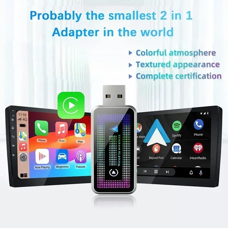 2025 модный 2 в 1 двойной интерфейс беспроводной CarPlay/Android автоматический адаптер Smart
