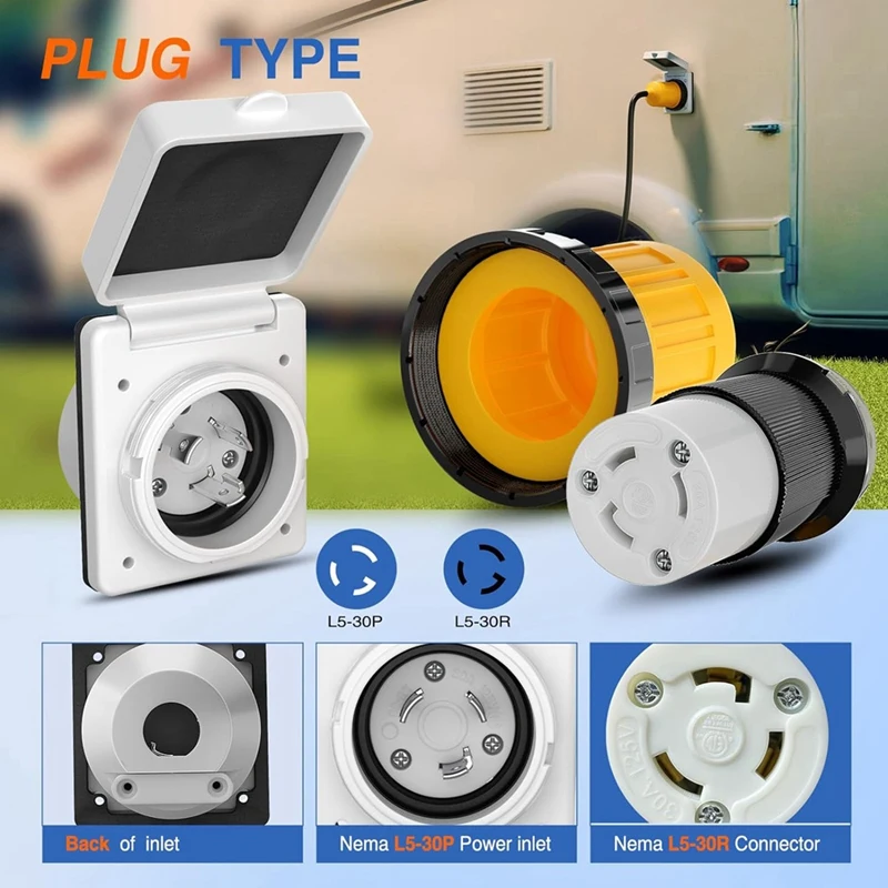 Штепсельная розетка 30 А RV комплект питания с защитой шнура загрузки 125 в