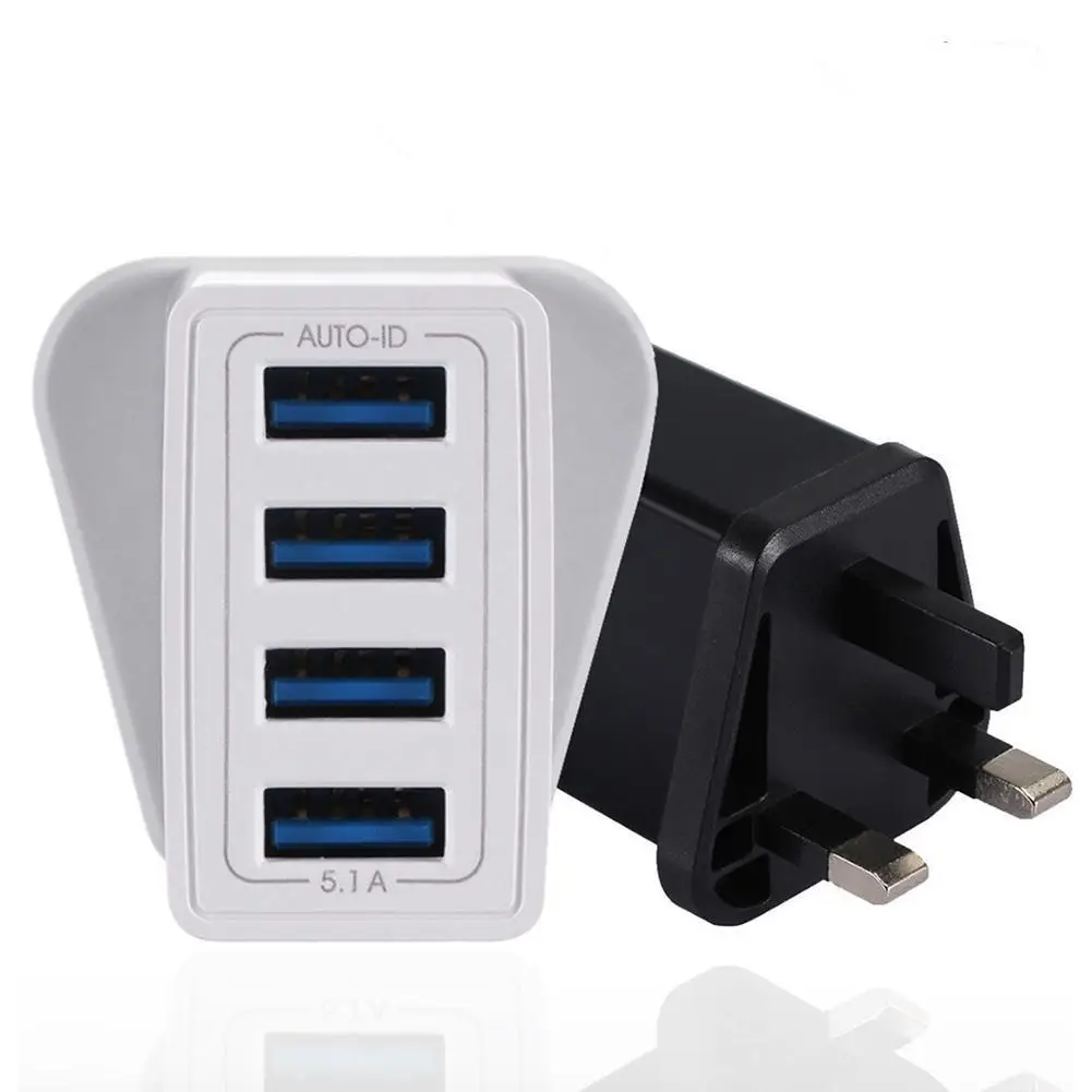 

4 Port Charger 5.1A UK Wall Chargers USB Adapter Fast Charging Station Power Charge For Iphone For huawei 7