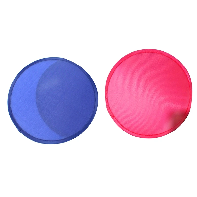 

2Pcs Foldable Round Fan-Red & Blue