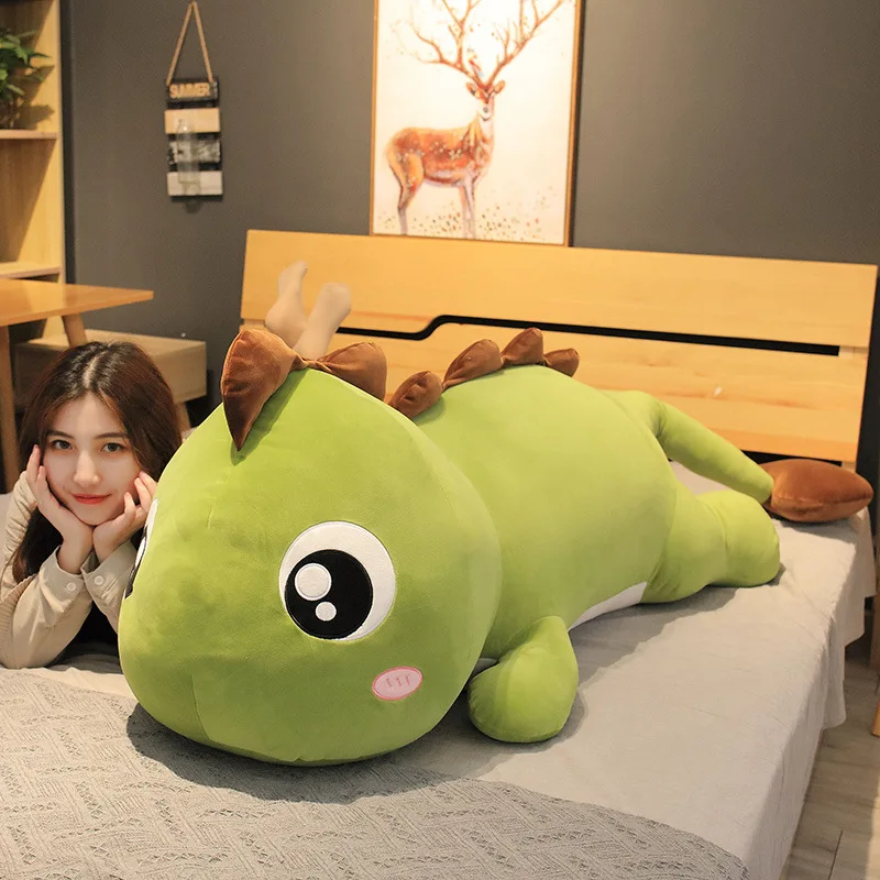 

Zqswkl 80/100/120cm cute cartoon dinosaur doll large soft long pillow plush toy sleeping doll children's birthday gift