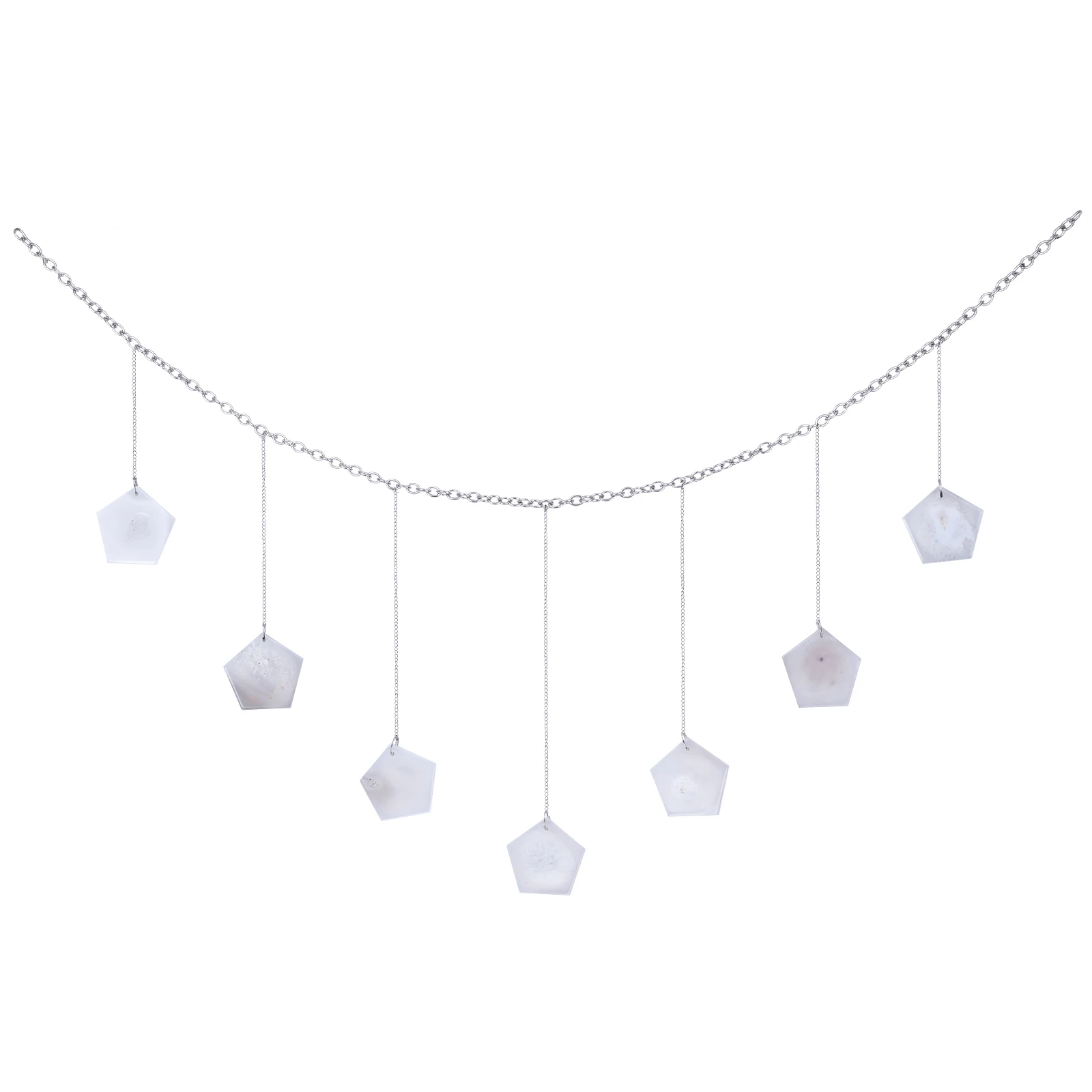 Geometric Cross Heart Shaped Natural Agate Slices Hanging Ornament Chains For Bedroom Living Room TV-Wall Photo Wall Home Decor