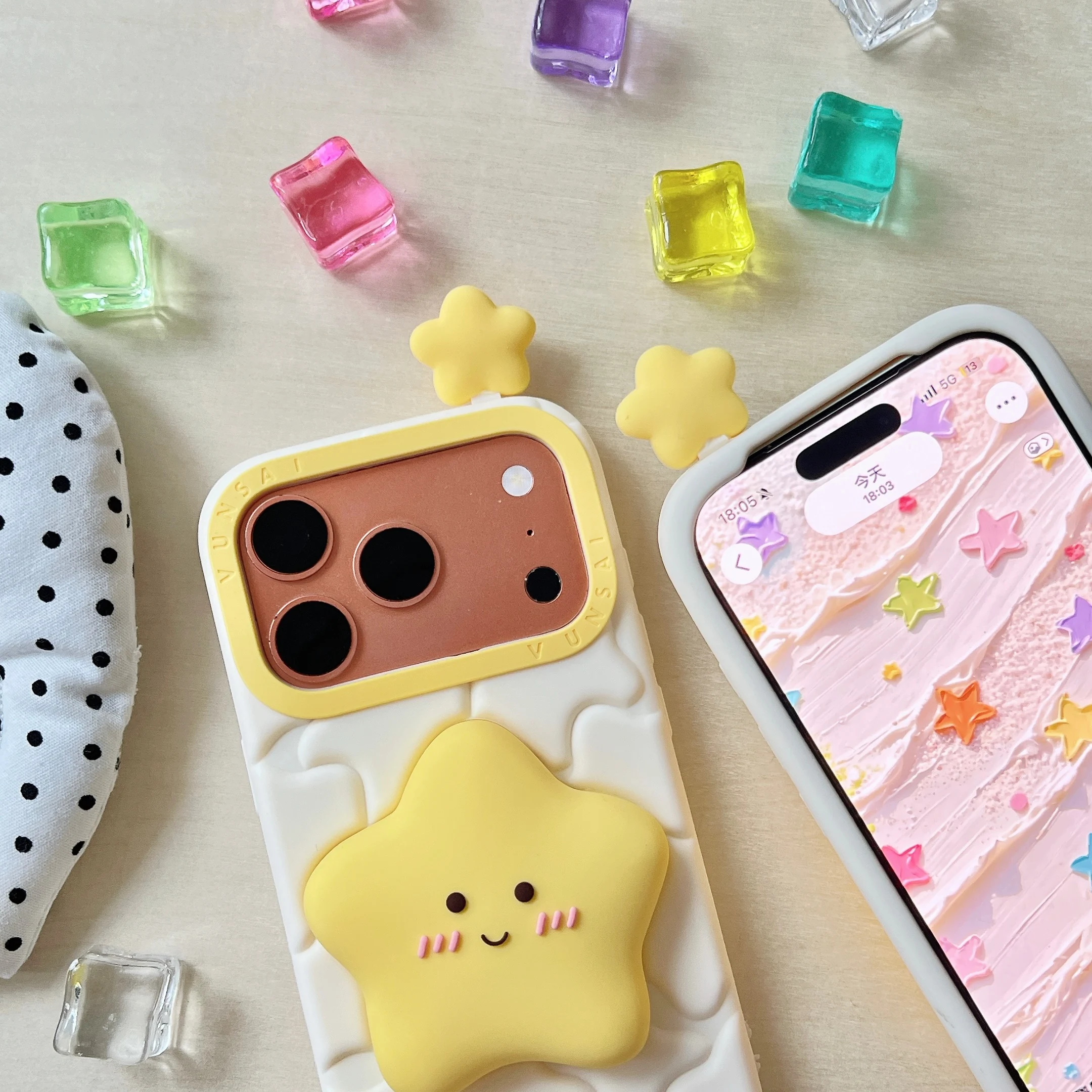 Фото Мягкий силиконовый чехол Kawaii 3D с мультяшными звездами для iPhone 17 16 15 14 13 12 Pro Max, милый противоударный чехол для телефона №5