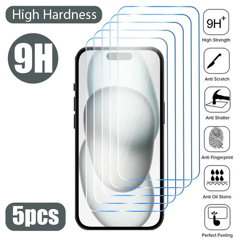 

5 шт. Защитное стекло для iPhone 15 14 13 12 11 Pro Max Mini, Защита экрана для iPhone 15 14 Plus 7 8 X XR XS Max SE 2020 2022