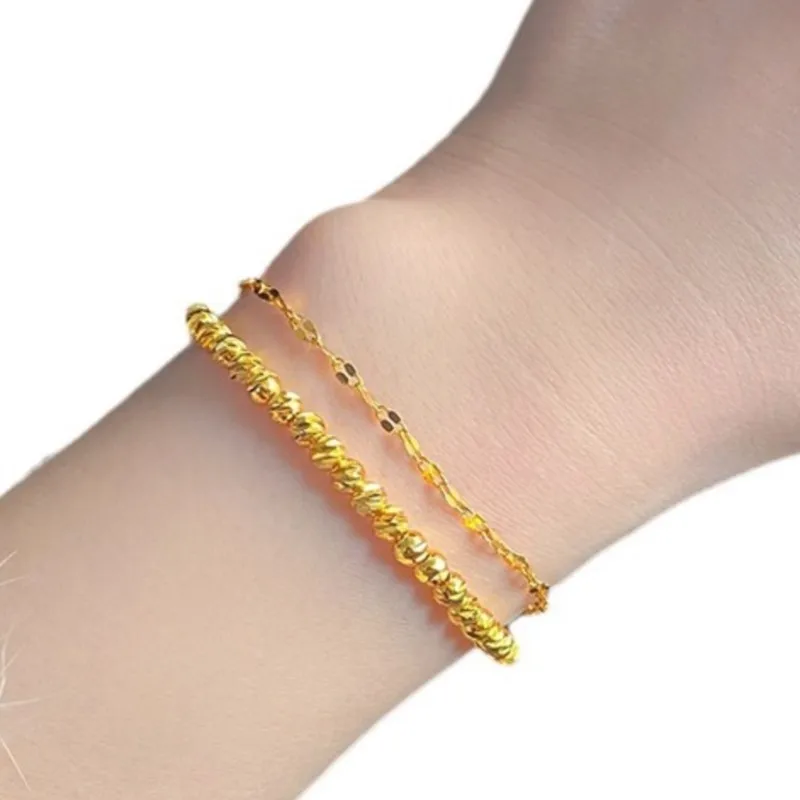 Женский двухслойный браслет Anenjery с круглыми бусинами золотого цвета модные