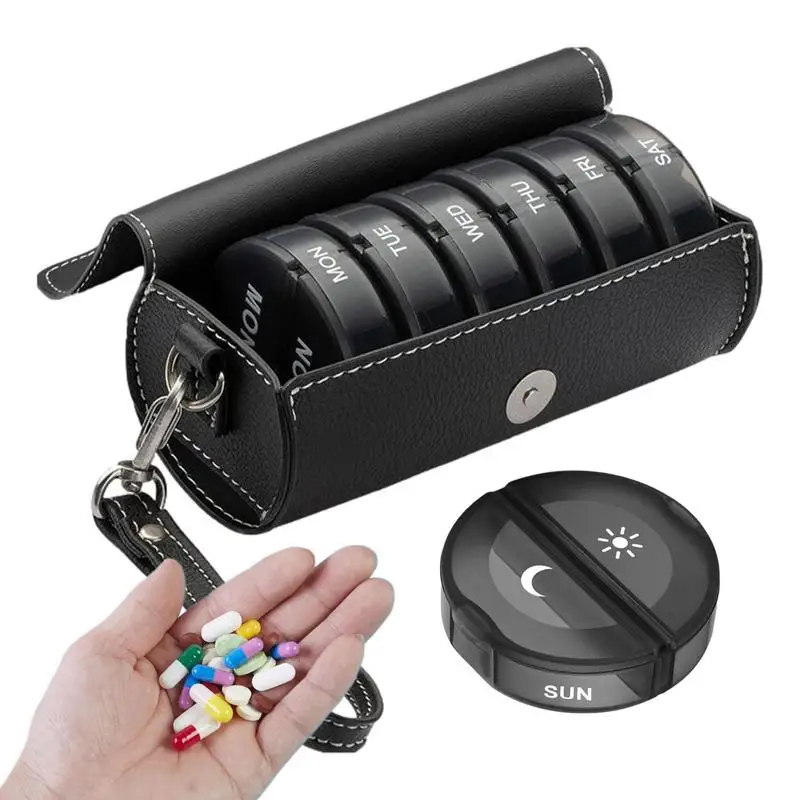 

Large Weekly Pill Organizer Travel Pill Organizer 14 Compartments With Case Portable Pill Box Pocket Purse Pill Case Vitamin