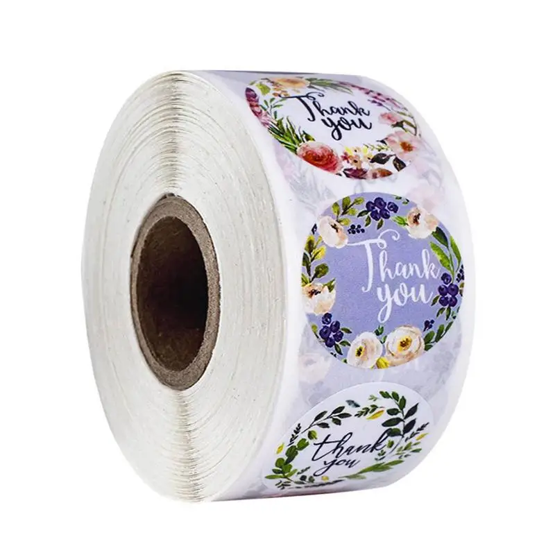 

500 шт., круглые наклейки с цветочным рисунком