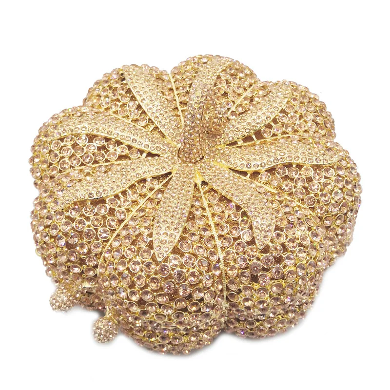 

Halloween Pumpkin Handbags Lady Luxury Diamond Clutch Purse Designer Women Evening Party Cocktail Dinner Crystal Minaudiere Bags