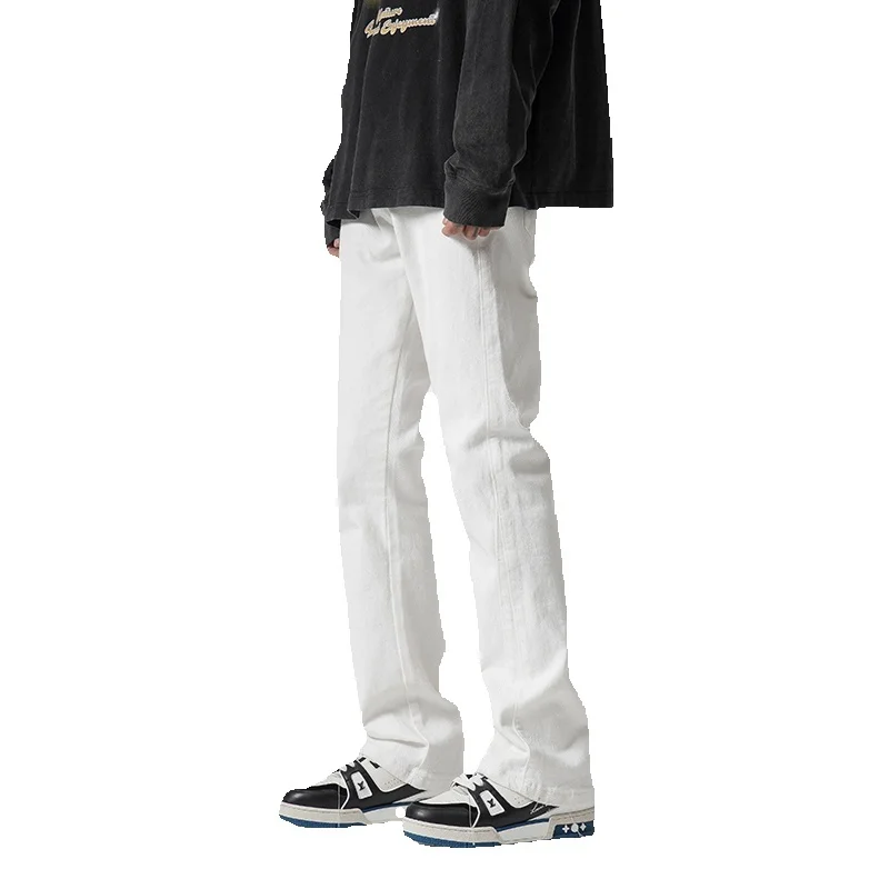 2023 New Black White Jeans Men's Slim Fit Fashion Casual Straight Jeans Men Streetwear Hip-hop Denim Pants Mens Trousers M-2XL