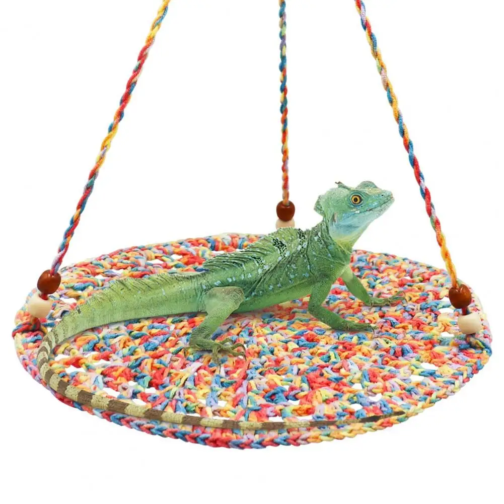 

Toy Lizard Hand Swing Hamster Dragon Hanging Ropes Iguana Round Bearded Cotton Mat Woven Gecko Hammock Reptile Sleeping Bed
