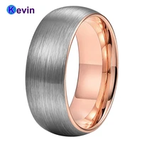 6mm 8mm rose gold wedding band tungsten carbide jewelry ring for men women domed brushed finish available comfort fit