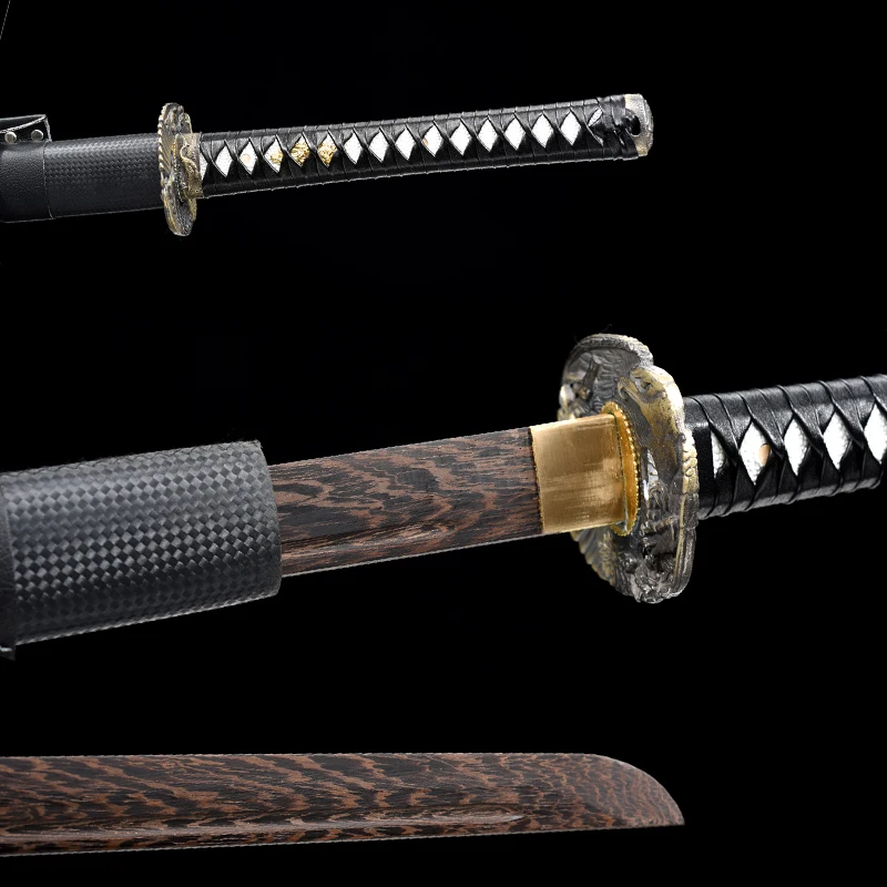 a wysokiej jakości drewniany miecz ninja japońska katana treningowy ostrze z drewna dziennego Saya paskiem metalowe okucia