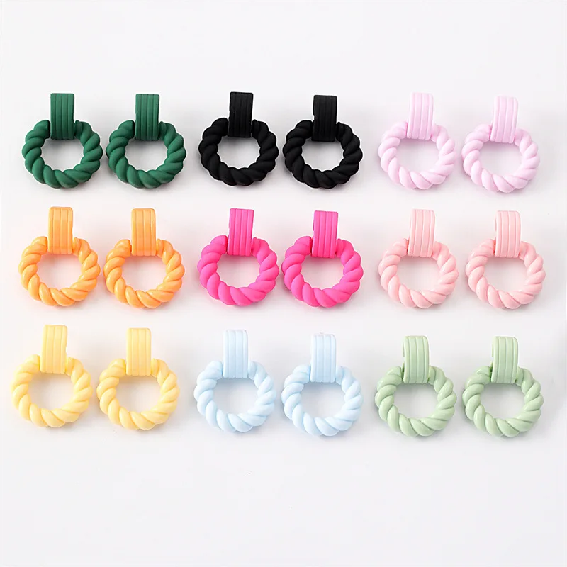 

Boho Candy Color Round Panel Stud Earrings Disc Geometric Retro Neon Drop Acrylic Earrings Fashion Jewelry for Women Girls