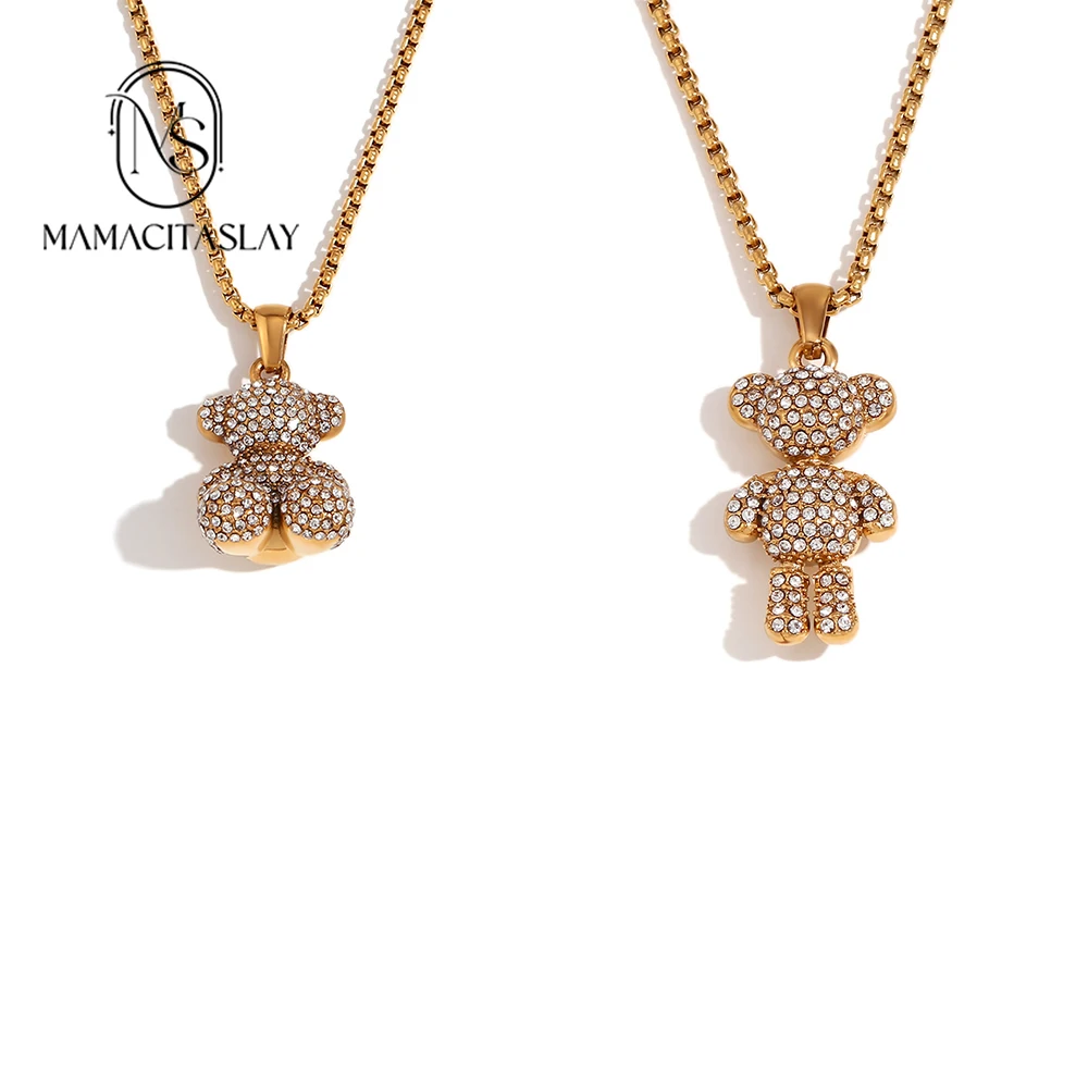 Роскошная блестящая подставка MamacitaSlay из циркония подвеска в виде медведя