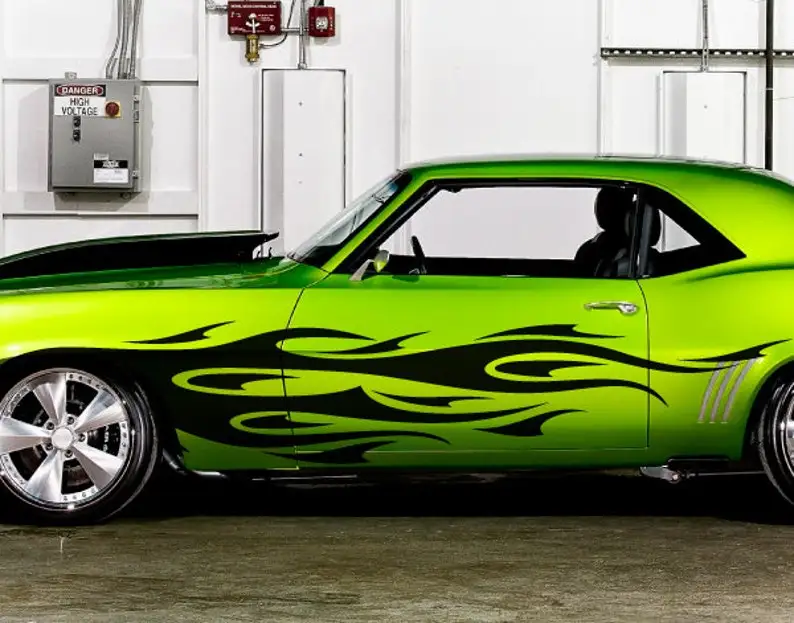 Классическая виниловая наклейка с рисунком племенного пламени гранж боковая