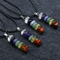 trendy natural stone necklace reiki healing 7 chakras amethysts energy amulet for women party necklace jewelry gifts