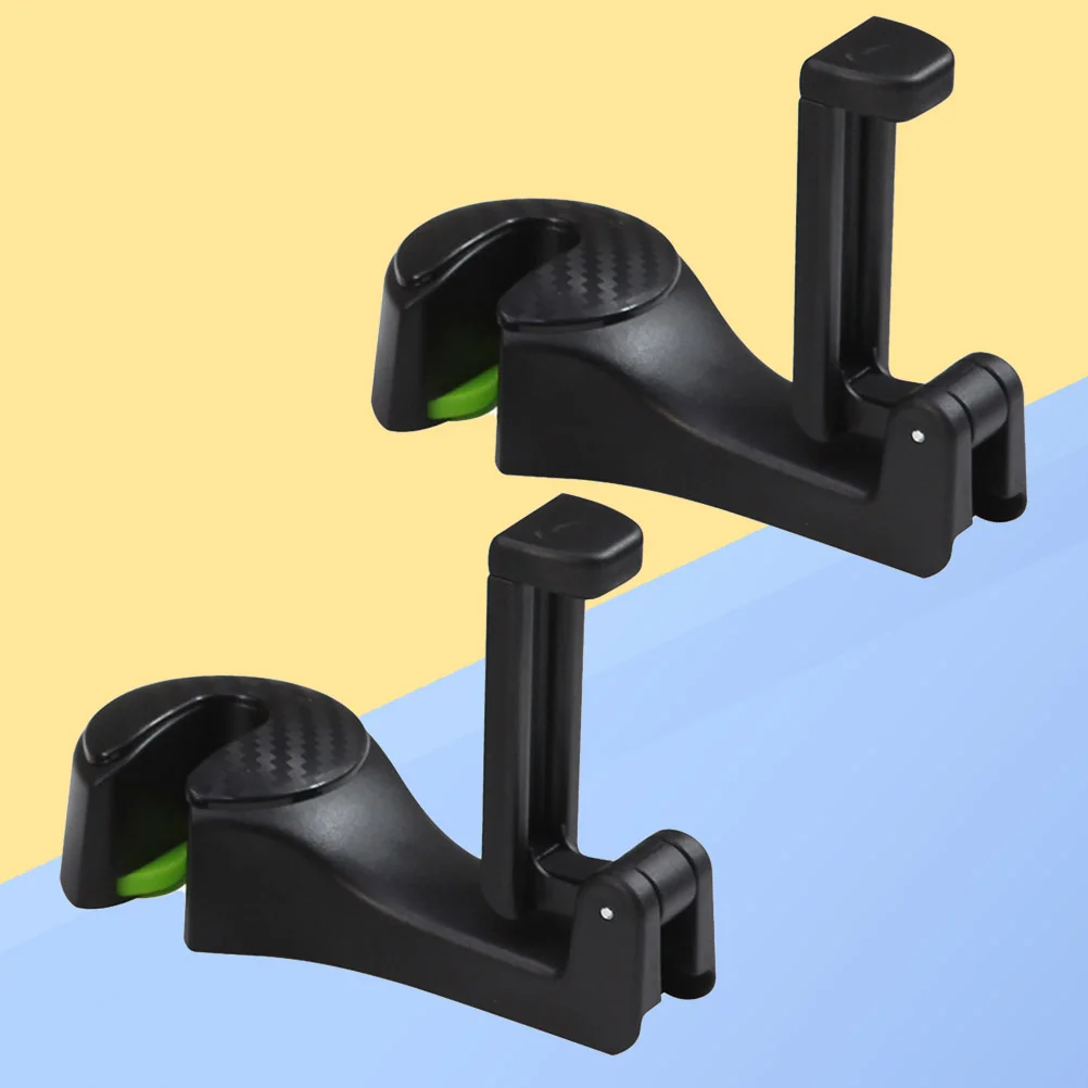 

2pcs Car Headrest Hook with Holder Back Hanger for Bag Handbag Purse Grocery Cloth Portable 2 In 1 Multifunction Clips (Black)